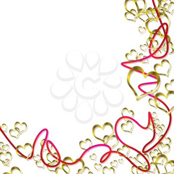 Royalty Free Clipart Image of a Red and Gold Heart Border