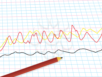 Royalty Free Clipart Image of Pencil Lines on Graphs