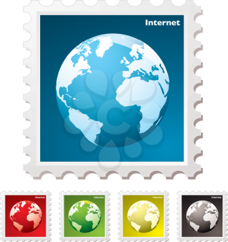Royalty Free Clipart Image of a Globe Stamps