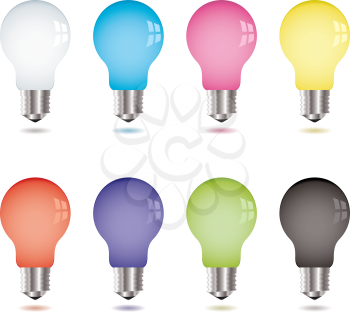 Royalty Free Clipart Image of Eight Light Bulbs