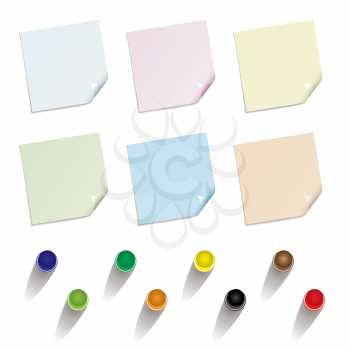 Royalty Free Clipart Image of a Collection of Notes and Pins