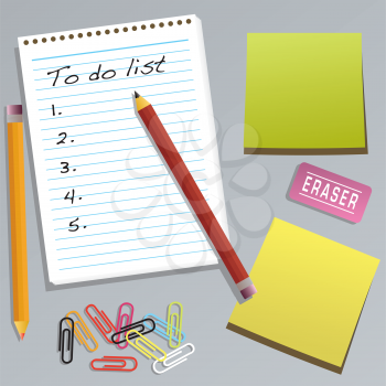 Royalty Free Clipart Image of a Collection of Office Supplies