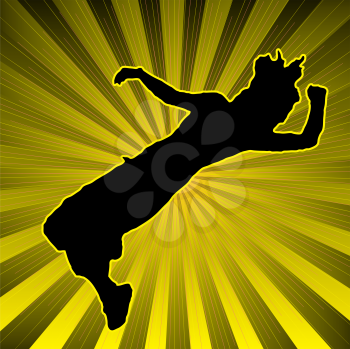 Royalty Free Clipart Image of a Dancer on a Striped Background