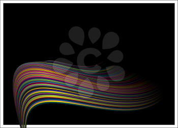 Royalty Free Clipart Image of a Black Background With a Waterfall Rainbow