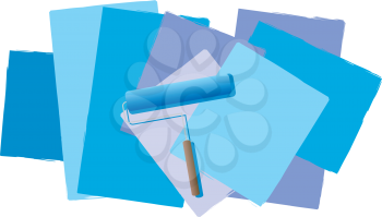 Royalty Free Clipart Image of a Blue Paint Roller