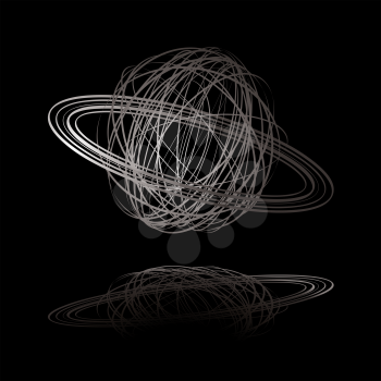 Royalty Free Clipart Image of a Saturn Scribble Ball