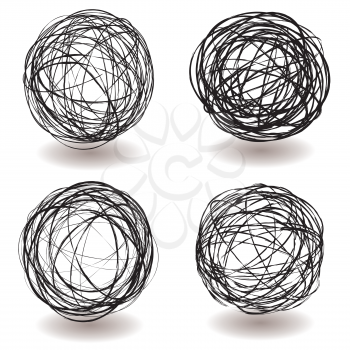 Royalty Free Clipart Image of Scribble Balls