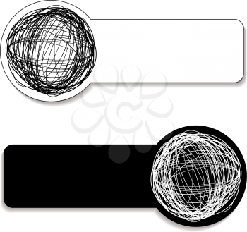 Royalty Free Clipart Image of Two Tags With Scribble Circles