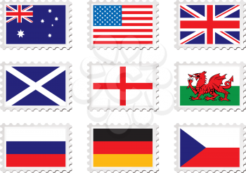 Royalty Free Clipart Image of Nine Stamps