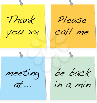 Royalty Free Clipart Image of a Collection of Sticky Notes With Messages