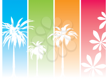 Royalty Free Clipart Image of a Palm Tree and Flower Background