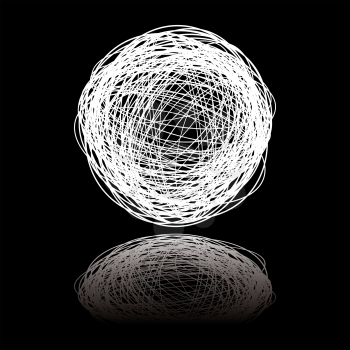 Royalty Free Clipart Image of a White String Ball on Black