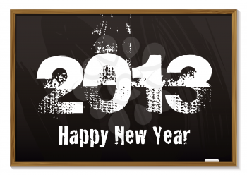 Old fashioned blackboard or notice board with happy new year 2013