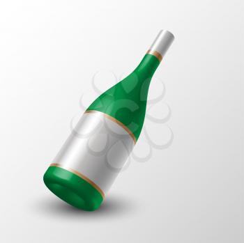 Royalty Free Clipart Image of a Green Wine Bottle