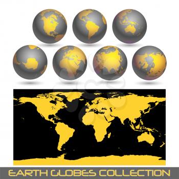 Royalty Free Clipart Image of a Map and Globes Collection