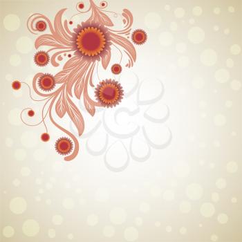 Royalty Free Clipart Image of a Background With a Floral Design in the Corner