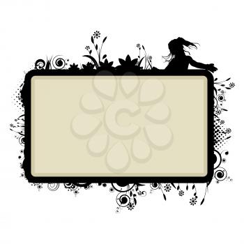 Royalty Free Clipart Image of a Black Floral Frame