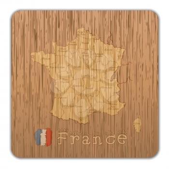 Royalty Free Clipart Image of a Map of France on Wood