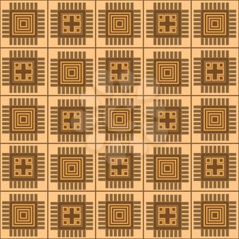 Royalty Free Clipart Image of a Brown Background With Square Designs