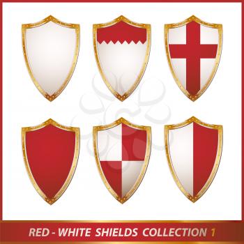 Royalty Free Clipart Image of a Red and White Shield Collection