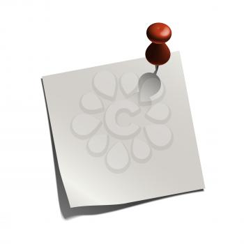 Royalty Free Clipart Image of a White Note With a Red Tack