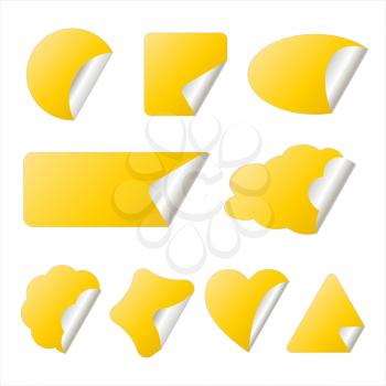 Royalty Free Clipart Image of a Set of Stickers With the Corner Peeling
