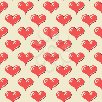 Illustration of seamless pattern with red hearts.