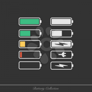 Set of battery charge level indicators. Illustration