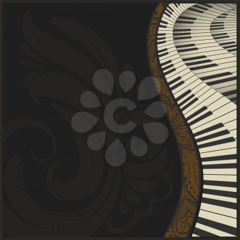  musical background with abstract grungey piano keyboard and greative design elements 