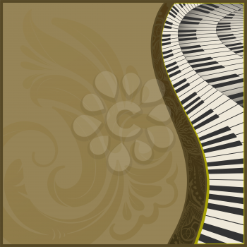  musical background with abstract grungey piano keyboard and greative design elements 
