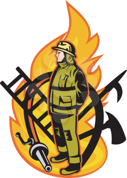 Royalty Free Clipart Image of a Firefighter Symbol