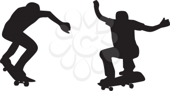 Royalty Free Clipart Image of Two Skateboard Silhouettes