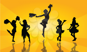 Royalty Free Clipart Image of a Group of Girl Silhouettes