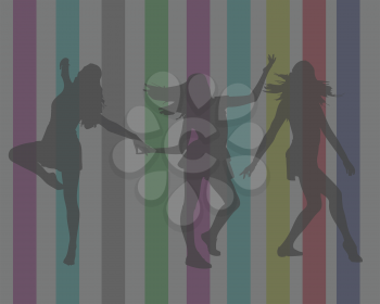 Royalty Free Clipart Image of Dancing Girls
