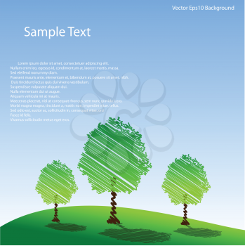Royalty Free Clipart Image of Three Trees