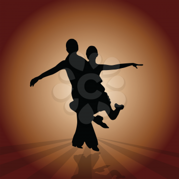 Royalty Free Clipart Image of Ballroom Dancers in Silhouette