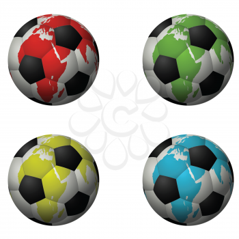 Royalty Free Clipart Image of a Four Soccer Balls With Africa on Them