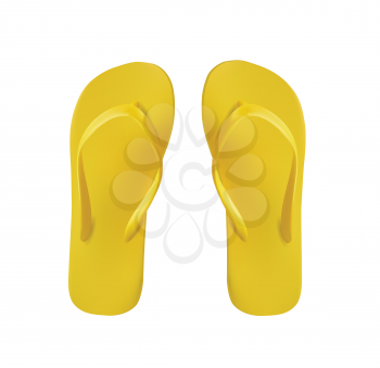 Yellow Pair of Flip Flops Isolated On White 