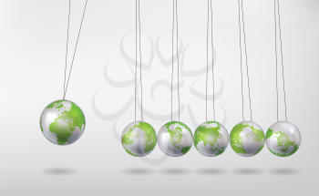 Newton's Cradle with Earth Globes 
