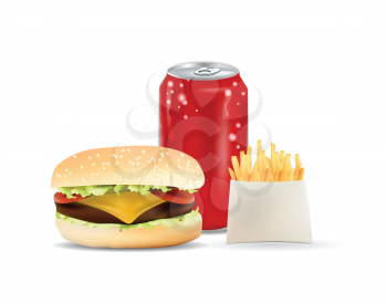 Burger, Soda Can  and Fries 
