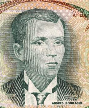 Royalty Free Photo of Andres Bonifacio (1863-1897) on 5 Piso 1969 Banknote from Philippines. Filipino nationalist and revolutionary. 