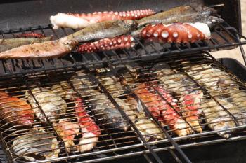 Royalty Free Photo of Fresh Fish on a Grill