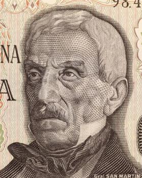 Royalty Free Photo of Jose de San Martin on 50 Pesos 1976 Banknote from Argentina. General and prime leader of the south part of South America's successful struggle for independence against Spain.