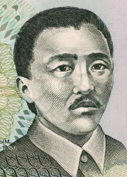 Royalty Free Photo of Kassim (1901-1938) on 10 Som 1997 Banknote from Kyrgyzstan.