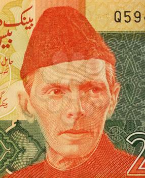 Royalty Free Photo of Mohammed Ali Jinnah (1876-1948) on 20 Rupees 2007 Banknote from Pakistan. Lawyer, politician, statesman  and founder of Pakistan.