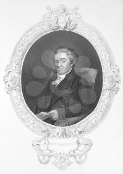 Royalty Free Photo of Noah Webster (1758-1843) on engraving from the 1800s. American lexicographer, textbook pioneer, spelling reformer, political writer, editor and prolific author. Called as the Fa
