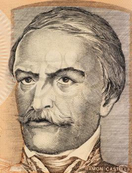 Royalty Free Photo of Ramon Castilla on 100 Intis 1987 Banknote from Peru. Leader and four time president.
