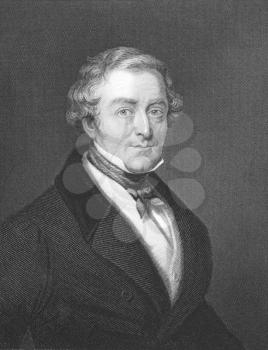 Royalty Free Photo of Robert Peel (1788-1850) on engraving from the 1800s.
Conservative Prime Minister of Great Britain during 1834-1835 & 1841-1846. Engraved by W.Holl from a picture by T.Lawrence a