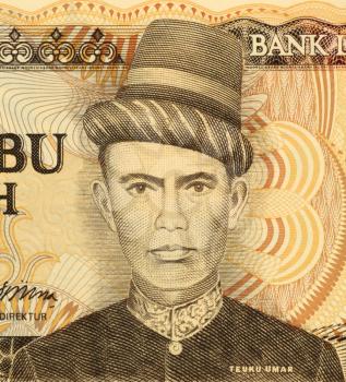 Royalty Free Photo of Teuku Umar on 5000 Rupiah 1986 Banknote from Indonesia. National hero of Indonesia for his action against Dutch occupation