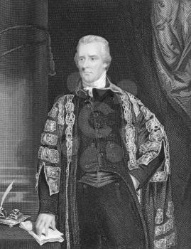 Royalty Free Photo of William Pitt, the Younger (1759-1806) on engraving from the 1800s. Youngest Prime Minister in the history of Great Britain.